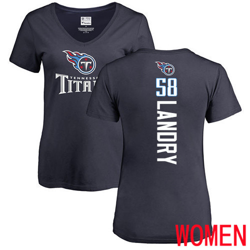 Tennessee Titans Navy Blue Women Harold Landry Backer NFL Football #58 T Shirt